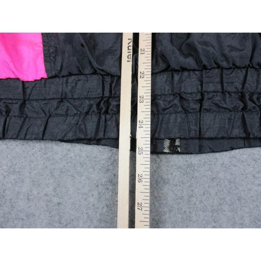 VTG Ellesse Jacket Womens Large Black Pink Colorblock Windbreaker Lined Coat